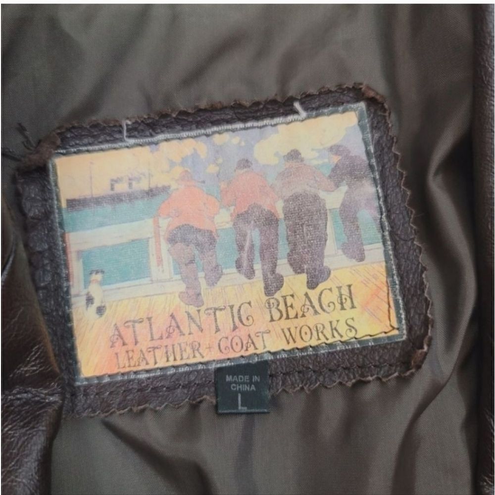 Vintage 80's Atlantic Beach Leather Trench Coat in Dark Chocolate Brown Large - Picture 7 of 10